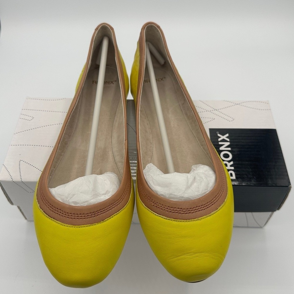 Bronx Womens 41 Need A Break Flats Lime Brown Vibrant Minimalist Leather